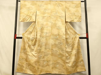 平和屋着物■上質な小紋 枝花扇子文 暈し染め 正絹 逸品 AABG6010fw