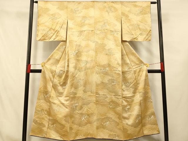 平和屋着物■上質な小紋 枝花扇子文 暈し染め 正絹 逸品 AABG6010fw