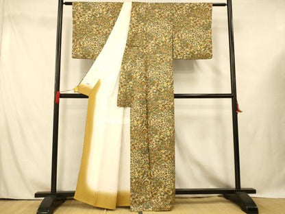 平和屋着物■上質な小紋 切嵌更紗花鳥文 正絹 逸品 AABG6011fw