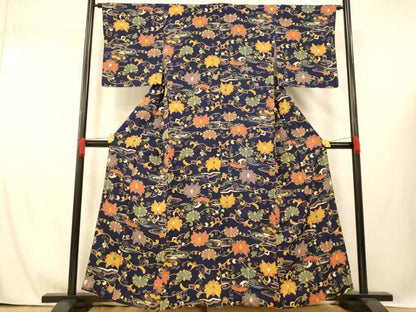 平和屋着物■上質な小紋 更紗花獅子文 正絹 逸品 AABG6014fw