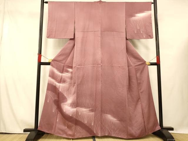 平和屋着物■訪問着 草葉流水文 暈し染め 正絹 逸品 AABG6019fw