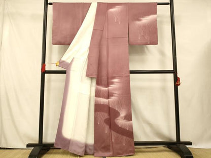 平和屋着物■訪問着 草葉流水文 暈し染め 正絹 逸品 AABG6019fw