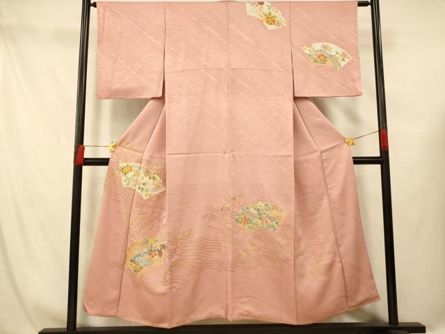 平和屋着物■訪問着 駒刺繍 地紙枝花文 金彩 正絹 逸品 AABG6020fw
