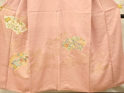 平和屋着物■訪問着 駒刺繍 地紙枝花文 金彩 正絹 逸品 AABG6020fw