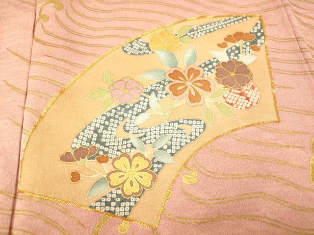 平和屋着物■訪問着 駒刺繍 地紙枝花文 金彩 正絹 逸品 AABG6020fw
