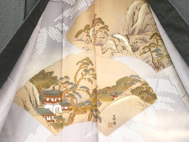 平和屋着物■男性　紬　アンサンブル　格子　正絹　逸品　AABG6025fw