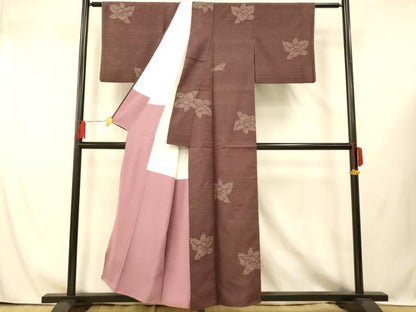 平和屋着物■上質な紬 草花文 正絹 逸品 AABG6026fw
