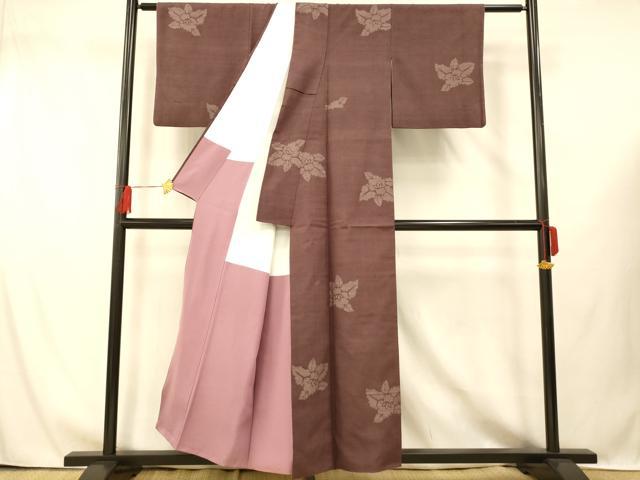 平和屋着物■上質な紬 草花文 正絹 逸品 AABG6026fw