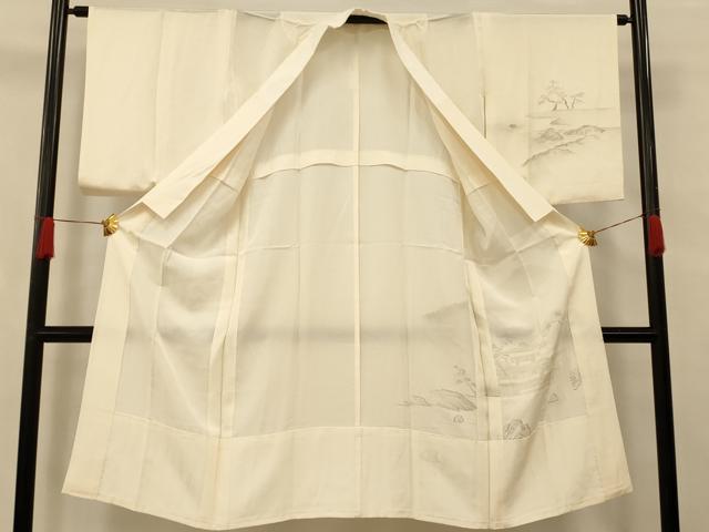 平和屋着物■長襦袢 無双仕立て 手描き 金閣寺 金彩 正絹 逸品 AABG6028fw
