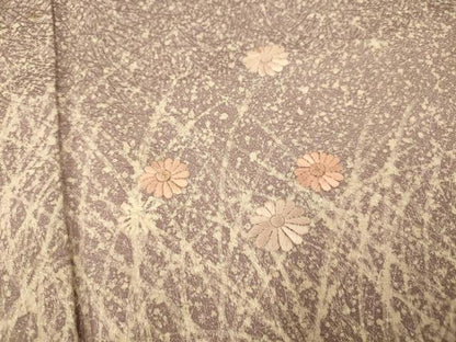 平和屋着物■訪問着 刺繍 草花文 たたき染め 金糸 正絹 逸品 AABG6032fw