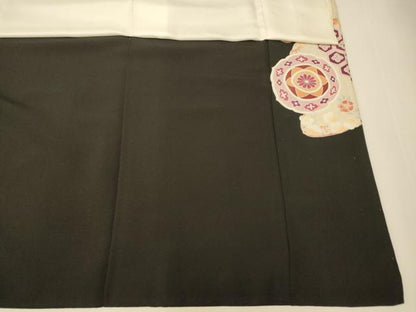 平和屋着物■豪華黒留袖 駒刺繍 花鳥絵皿文 金銀彩 正絹 逸品 AABG6036fw