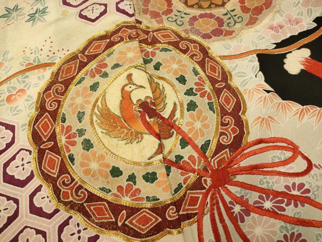 平和屋着物■豪華黒留袖 駒刺繍 花鳥絵皿文 金銀彩 正絹 逸品 AABG6036fw