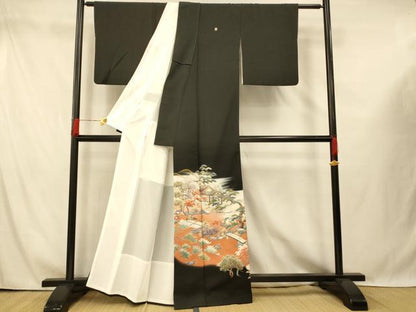 平和屋着物■豪華黒留袖　作家物　手描き　寿光織　風景文　暈し染め　金彩　正絹　逸品　AABG6039fw