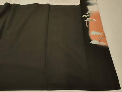 平和屋着物■豪華黒留袖　作家物　手描き　寿光織　風景文　暈し染め　金彩　正絹　逸品　AABG6039fw