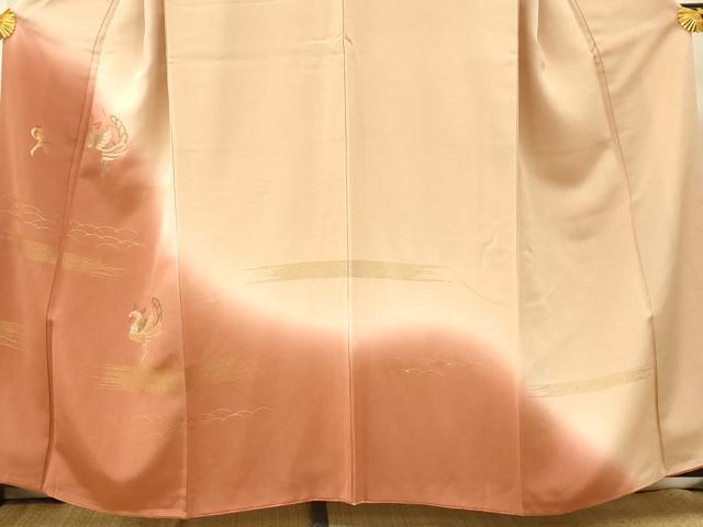 平和屋着物■訪問着 刺繍 花鳥霞文 暈し染め 金銀糸 金彩 正絹 逸品 AABG6040fw