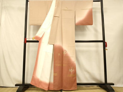 平和屋着物■訪問着 刺繍 花鳥霞文 暈し染め 金銀糸 金彩 正絹 逸品 AABG6040fw