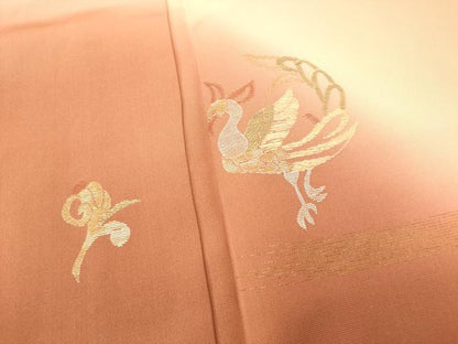 平和屋着物■訪問着 刺繍 花鳥霞文 暈し染め 金銀糸 金彩 正絹 逸品 AABG6040fw