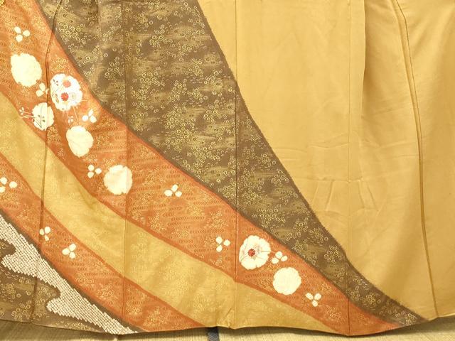 平和屋着物■訪問着 絞り 刺繍 雪輪草花文 金彩 正絹 逸品 AABG6046fw