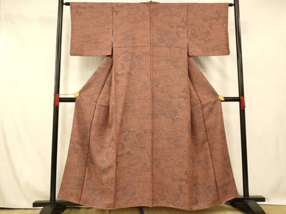 平和屋着物■上質な小紋 御所車草花文 正絹 逸品 AABG6053fw