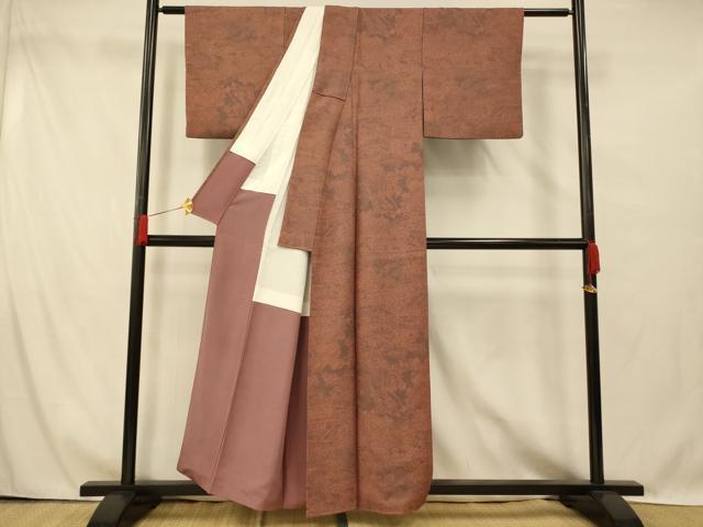 平和屋着物■上質な小紋 御所車草花文 正絹 逸品 AABG6053fw