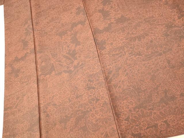 平和屋着物■上質な小紋 御所車草花文 正絹 逸品 AABG6053fw