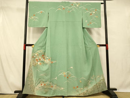 平和屋着物■訪問着 刺繍 草花芝文 暈し染め 金彩 正絹 逸品 未使用 AABG6055fw