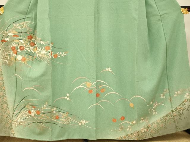 平和屋着物■訪問着 刺繍 草花芝文 暈し染め 金彩 正絹 逸品 未使用 AABG6055fw
