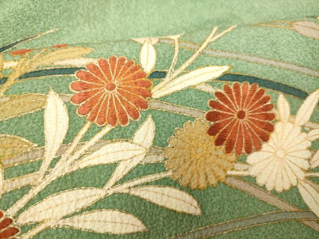 平和屋着物■訪問着 刺繍 草花芝文 暈し染め 金彩 正絹 逸品 未使用 AABG6055fw