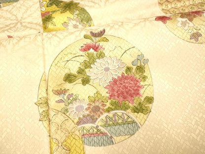 平和屋着物■上質な小紋 草花丸文 正絹 逸品 AABG6057fw