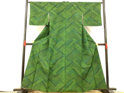 平和屋着物■上質な紬 幾何学文様 正絹 逸品 AABG6065fw