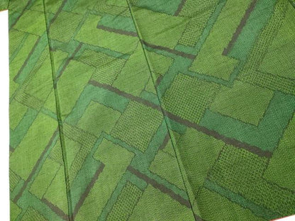 平和屋着物■上質な紬 幾何学文様 正絹 逸品 AABG6065fw