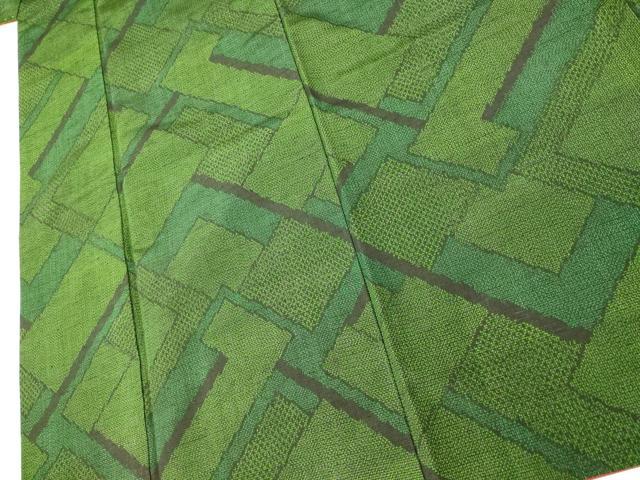 平和屋着物■上質な紬 幾何学文様 正絹 逸品 AABG6065fw