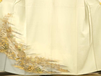 平和屋着物■訪問着 手描き 風景文 暈し染め 金銀彩 正絹 逸品 AABG6070fw