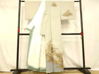 平和屋着物■訪問着 手描き 風景文 暈し染め 金銀彩 正絹 逸品 AABG6070fw