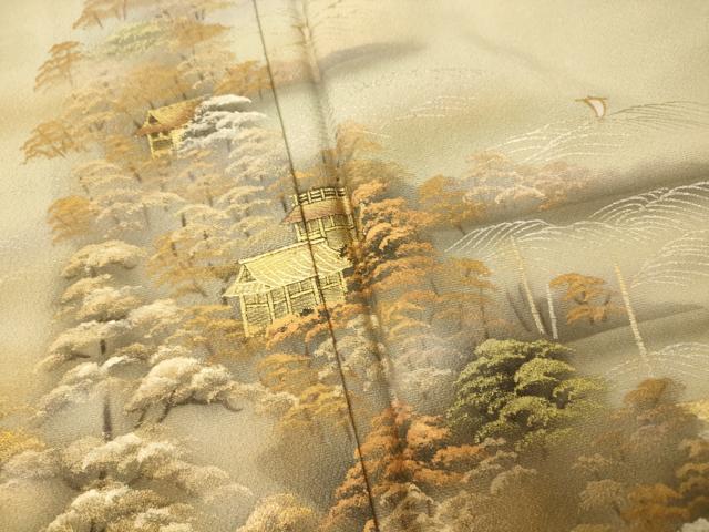 平和屋着物■訪問着 手描き 風景文 暈し染め 金銀彩 正絹 逸品 AABG6070fw