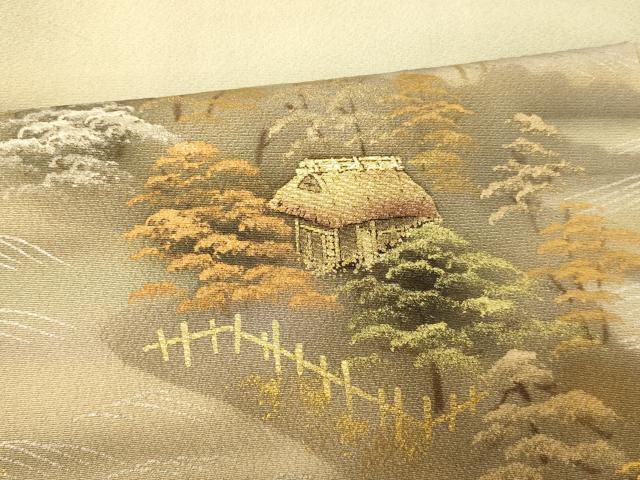 平和屋着物■訪問着 手描き 風景文 暈し染め 金銀彩 正絹 逸品 AABG6070fw