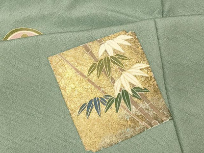 平和屋着物■訪問着 色紙松竹梅文様 金銀彩 正絹 逸品 AABG6071fw
