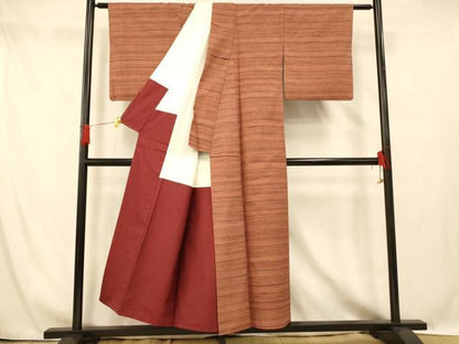 平和屋着物■上質な紬 横段文 正絹 逸品 AABG6073fw