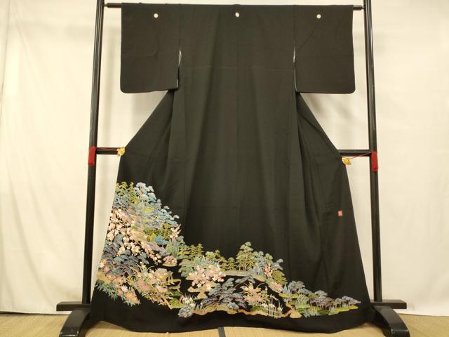 平和屋着物■豪華黒留袖 作家物 風景文 正絹 逸品 AABG6077fw