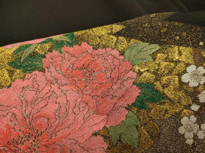 平和屋着物■豪華黒留袖　寿光織　雲取り枝花文　金銀糸　正絹　逸品　AABG6078fw