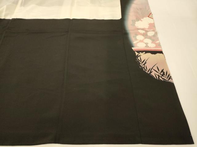平和屋着物■豪華黒留袖　駒刺繍　地紙花鳥文　暈し染め　金銀彩　銀糸　正絹　逸品　AABG6079fw