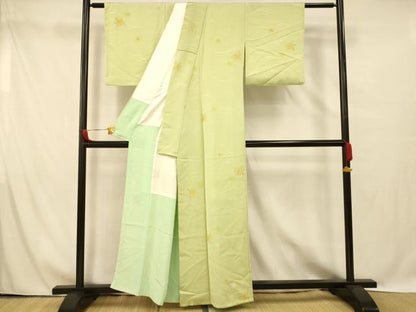 平和屋着物■上質な小紋 刺繍 芝楓文 金糸 正絹 逸品 AABG6083fw