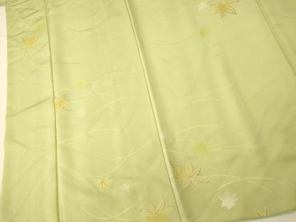 平和屋着物■上質な小紋 刺繍 芝楓文 金糸 正絹 逸品 AABG6083fw