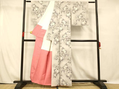 平和屋着物■上質な紬　枝花文　暈し染め　正絹　逸品　AABG6088fw