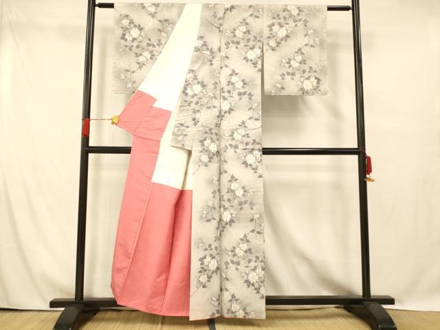 平和屋着物■上質な紬　枝花文　暈し染め　正絹　逸品　AABG6088fw
