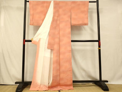 平和屋着物■上質な小紋 霞文 暈し染め 鬼しぼ縮緬 正絹 逸品 AABG6089fw