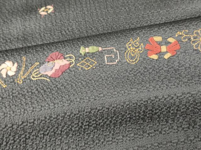 平和屋着物■訪問着 刺繍 宝尽くし文様 金彩 正絹 逸品 AABG6095fw
