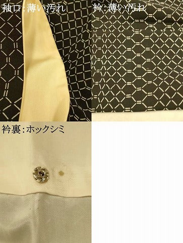 平和屋着物■上質な小紋 横段亀甲文 黒地 正絹 逸品 AABG6096fw