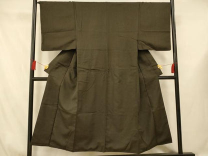 平和屋着物■男性　紬　霞地紋　涅色　正絹　逸品　AABG6097fw