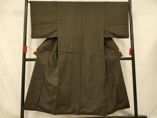 平和屋着物■男性　紬　霞地紋　涅色　正絹　逸品　AABG6097fw